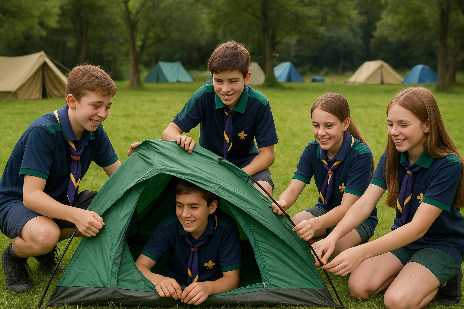 Scouts setting up camp at 1st Ranelagh