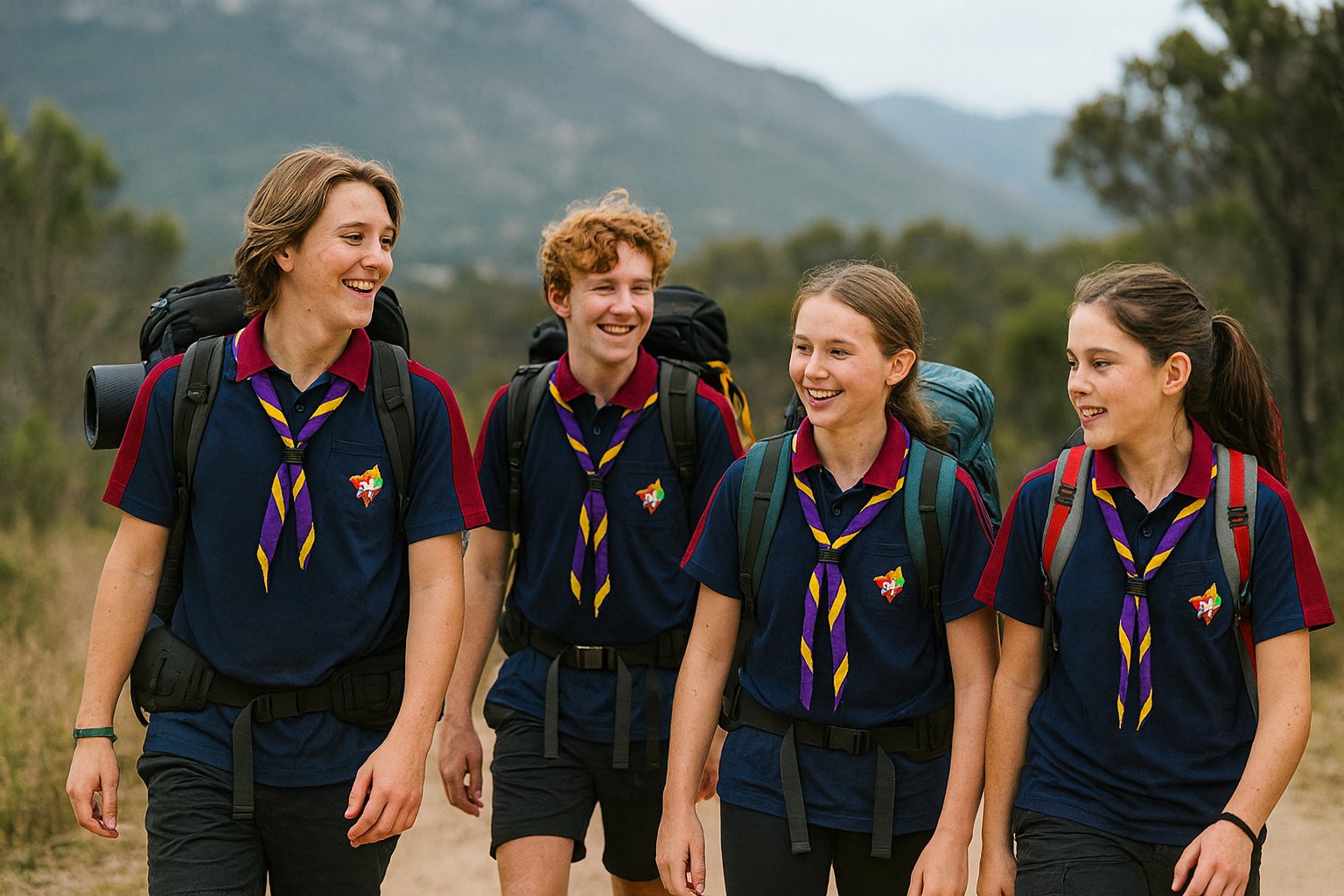 Venturer Scouts hiking at 1st Ranelagh